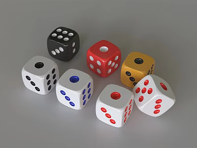 Vibrant Multicolored Dice Set for Board Games and Card Entertainment Activities 3d model