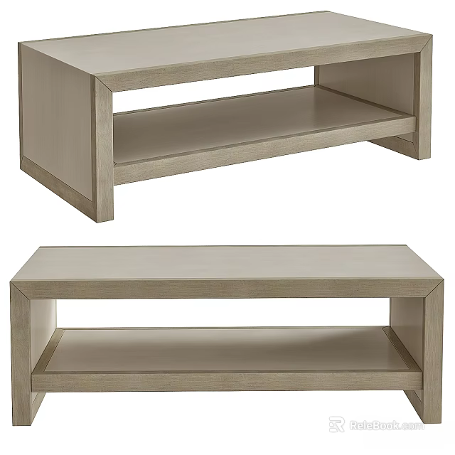 Modern Simple Wooden Dining Table With Light Wood Finish And Open Shelf Structure 3d model 