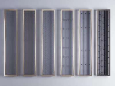 Modern Room Dividers With Diverse Geometric Patterns And Decorative Metal Frames 3d model
