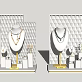 Elegant Jewelry Display Shelves With Geometric Pattern White Gold For Showcasing Necklaces Earrings Rings