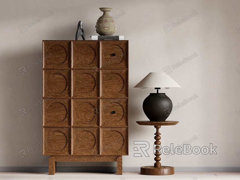 Wind Decorative Cabinet Storage Cabinet Table Lamp Side Table model