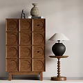 Wind Decorative Cabinet Storage Cabinet Table Lamp Side Table 3d model
