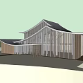 Modern Style Sales Office Building With Sloped Roof Wooden Exterior And Staircase Design