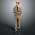 Man In Beige Suit Giving Speech With Open Hands Gesture And Smiling Face 3d model