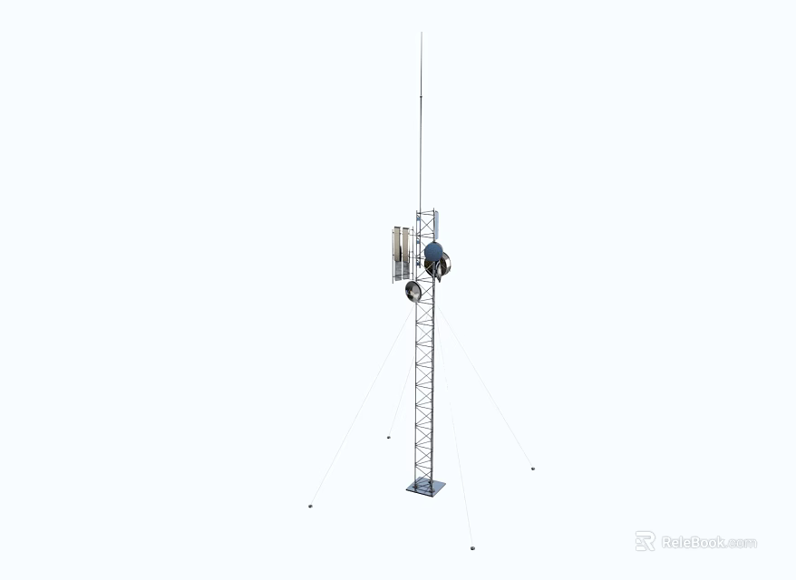 Industrial Equipment Communication Tower with Durable Metal Structure Top Mounted Antenna and Signal Transmission Devices 3d model 