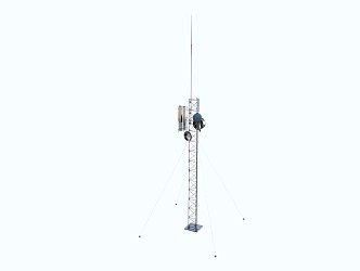 Modern signal tower props roof equipment 3d model