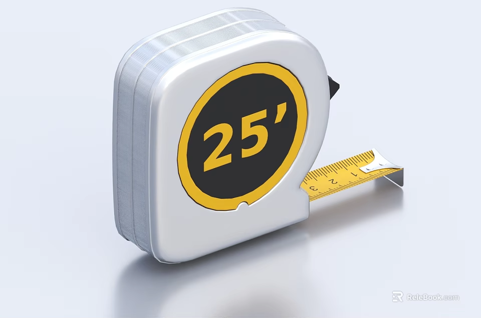 Industrial 25 Feet Tape Measure With Silver Yellow Black Housing Design 3d model 