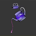 Artistic Purple White Teapot With Pink Dripping Liquid And Saucer