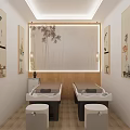 Serene Elegant Modern Club Interior With Marble Reception Counter Sofa Seats And Wooden Cabinets