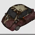 Rusty Vintage Car With Maroon Body And Old Fashioned Rounded Design