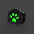 Black Ring With Green Paw Print Stylish Unique Jewelry Design Piece
