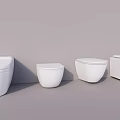 Multiple White Modern Toilets In Different Styles For Bathroom Design 3d model