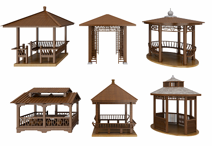 Chinese gazebo combination 3d model