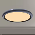 Round Flush Mount Ceiling Light With White Shade Gray Frame And Bright Indoor Illumination 3d model