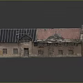 Old Brick Building With Damaged Roof Red Tiles And Black Roof Section