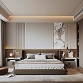Modern Bedroom Interior Design With Large Bed Accent Chair And Decorative Painting