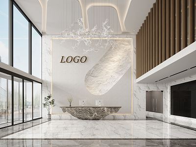 Light Luxury Hall Office Hall 3d model