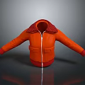 Stylish Orange Jacket with Red Collar Cuffs Zipper and Pockets 3d model