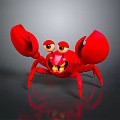 Cute Red Cartoon Crab With Large Claws And Smiling Face In Aquatic Setting