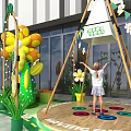 Colorful Flower Balloon Decorations For Outdoor Kids Play Area With Arch And Flags