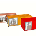 Colorful Container Buildings With Modern Design And Glass Windows Doors Exterior