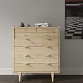 Wooden Chest of Drawers in Modern Minimalist Style with Decor Items Books and Wall Art