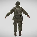 Man in Full Military Uniform With Helmet Tactical Gear and Boots Standing Pose
