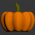 Plump Fresh Orange Pumpkin With Green Stem On Dark Background