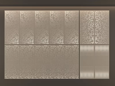 Modern Background Wall With Intricate Perforated Patterns And Textured Panels 3d model