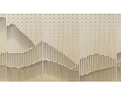 Wooden Decorative Panel With Wavy Perforated Pattern And Textured Surface 3d model
