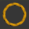 Golden Circular Decorative Furniture Element With Twisted Design And Red Accents