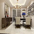 Bright Modern Living And Dining Space With Custom White Storage Cabinets And Polished Marble Floors