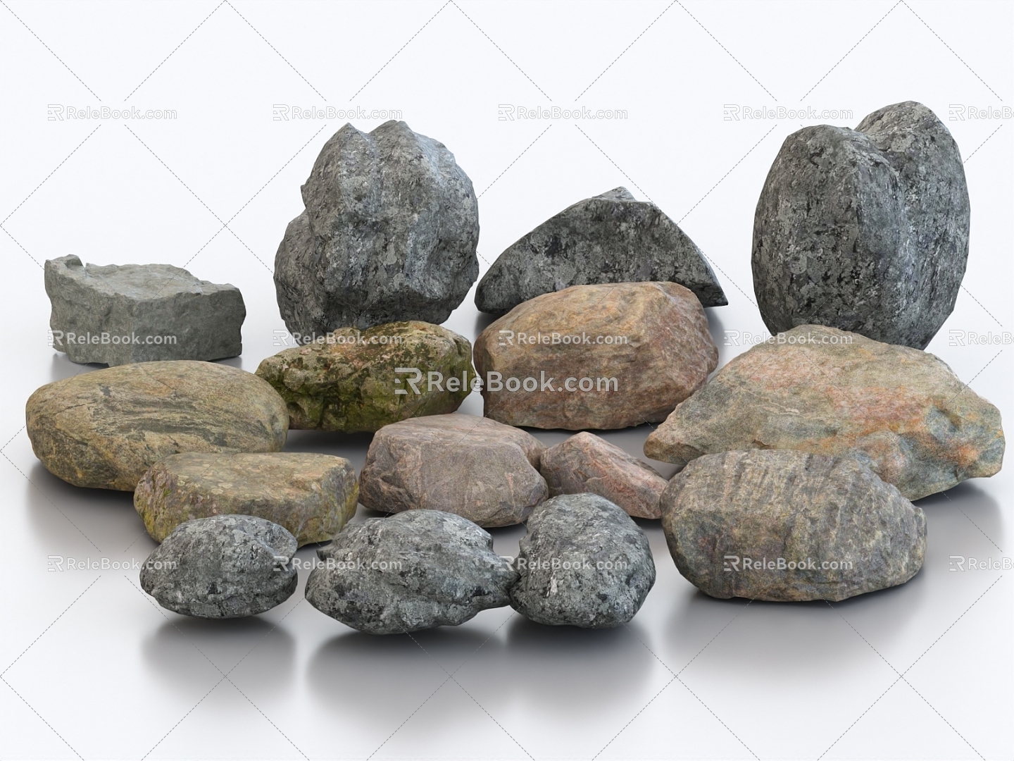 Stone stone rockery landscape stone marble hemp stone 3d model