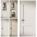 Modern White Hinged Doors With Various Panel Designs And Glass Inserts For Interior