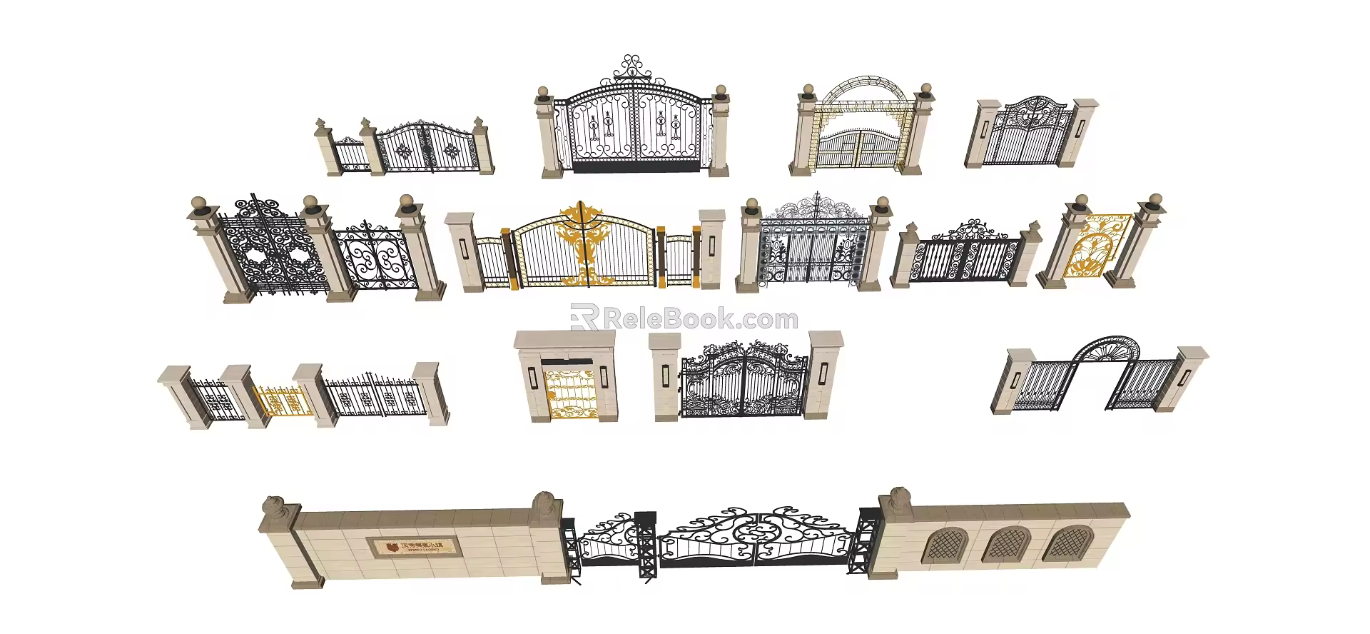 European gate wrought iron gate 3d model