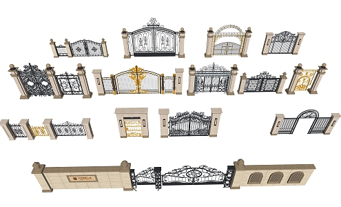 European gate wrought iron gate 3d model