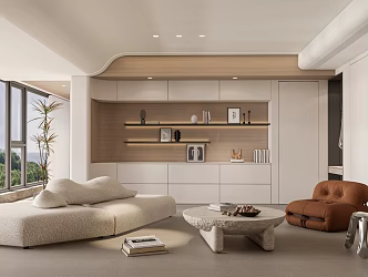 modern living room cream living room 3d model