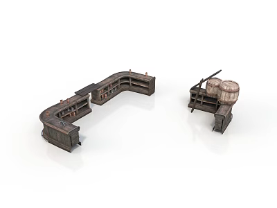 Vintage Industrial Building Models With Curved Structure Cylindrical Tanks And Metal Platforms 3d model
