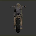 Intricate Futuristic Motorcycle With Decorative Metallic Finish Blue Brown Accents And Detailed Wheels