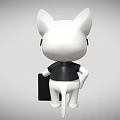 Cartoon White Cat Wearing Black Sunglasses Black T-shirt Hang Me Please Text Holding Black Board