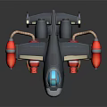 Futuristic Passenger Plane with Twin Engines Red Floats and Blue Cockpit