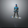 Man Wearing Blue And Gray Jacket With Blue Beanie And Gloves Standing On Snowboard