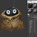 Mysterious Brown Sack Character Designs With Black Orb Eyes And String Ties