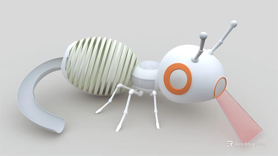 Cute White and Orange Ant Shaped Playground Equipment with Slide and Antennae for Kids 3d model 