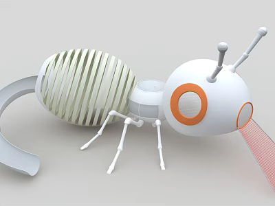 Cute White and Orange Ant Shaped Playground Equipment with Slide and Antennae for Kids 3d model