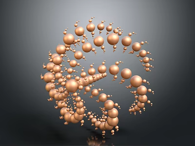 Shiny Commercial Equipment with Golden Spheres Forming Spherical Structure on Dark Background 3d model