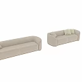 Modern Beige Curved Sofa With Soft Cushions And Elegant Wooden Base Design