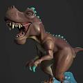 Cartoon Style Brown Dinosaur Figure With Blue Accents On Blue Ice Base