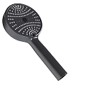 Black Round Handheld Shower Head With Multiple Spray Holes And Ergonomic Handle