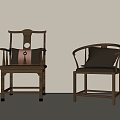 New Chinese-style Chair with Circle Chair, Taishi Chair, Tea Chair 3d model